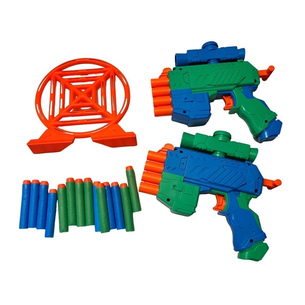 Toy Foam Dart Blaster Set 2 Blasters Target & Foam Darts Kids Outdoor Game